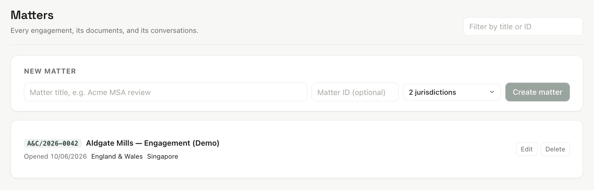 Matter listing in doc.haus